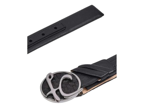 Cinto Cuadra de Piel de Res Negro para Hombre
