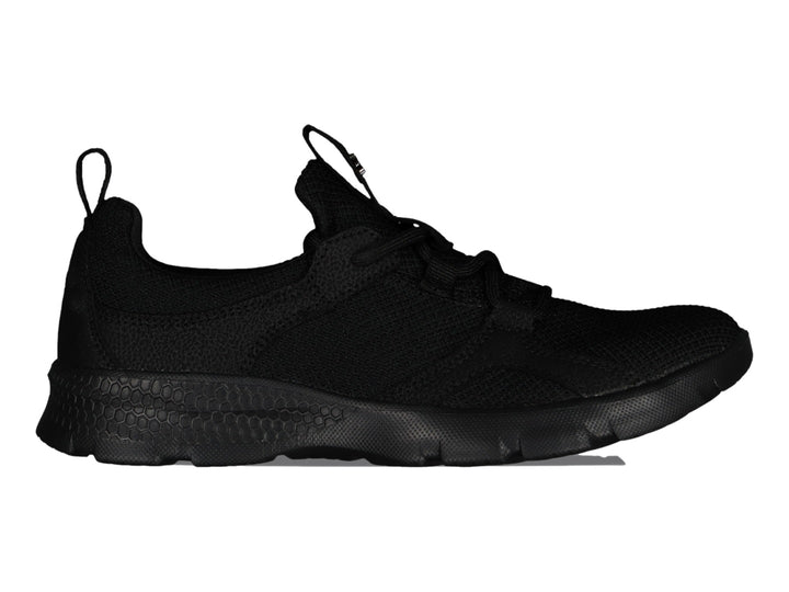 Tenis deportivo Charly color negro con tejido de malla y suela texturizada.