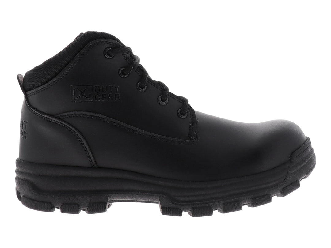 Botín táctico color negro de la marca Duty Gear con suela robusta y cordones.