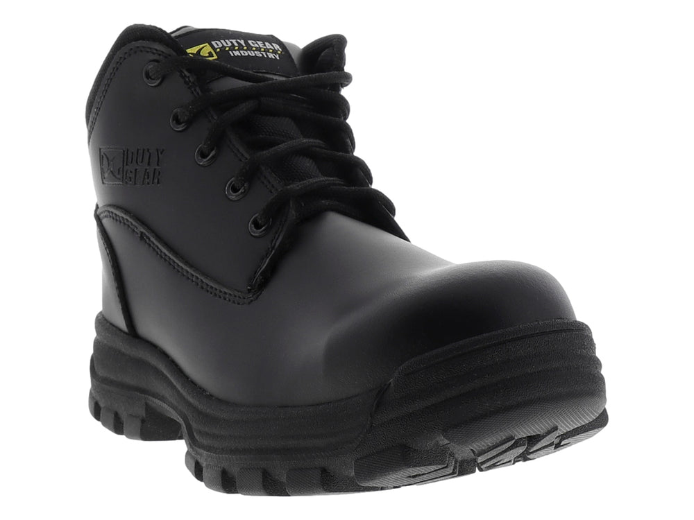 Botín táctico color negro de la marca Duty Gear con suela robusta y cordones.