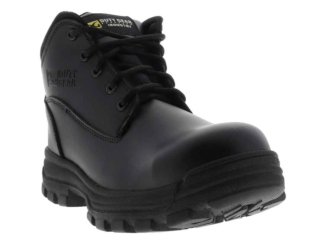 Botín táctico color negro de la marca Duty Gear con suela robusta y cordones.