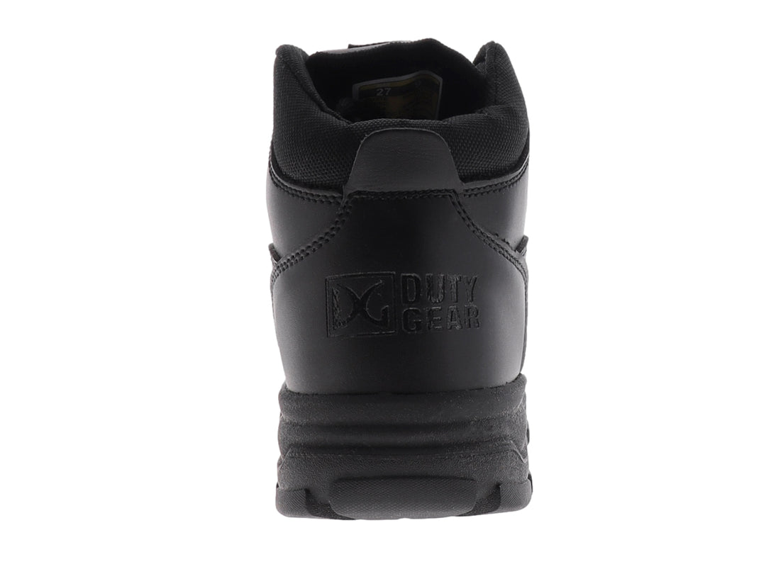 Botín táctico color negro de la marca Duty Gear con suela robusta y cordones.
