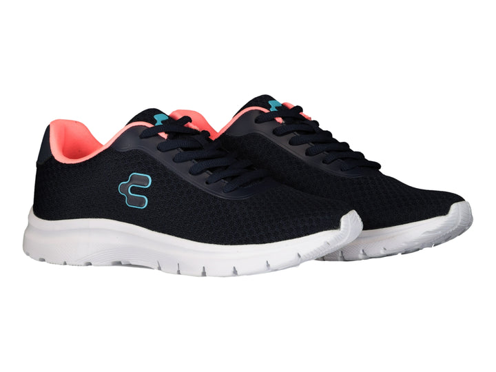 Tenis deportivos Charly color azul marino con suela blanca y detalles en aqua y coral.