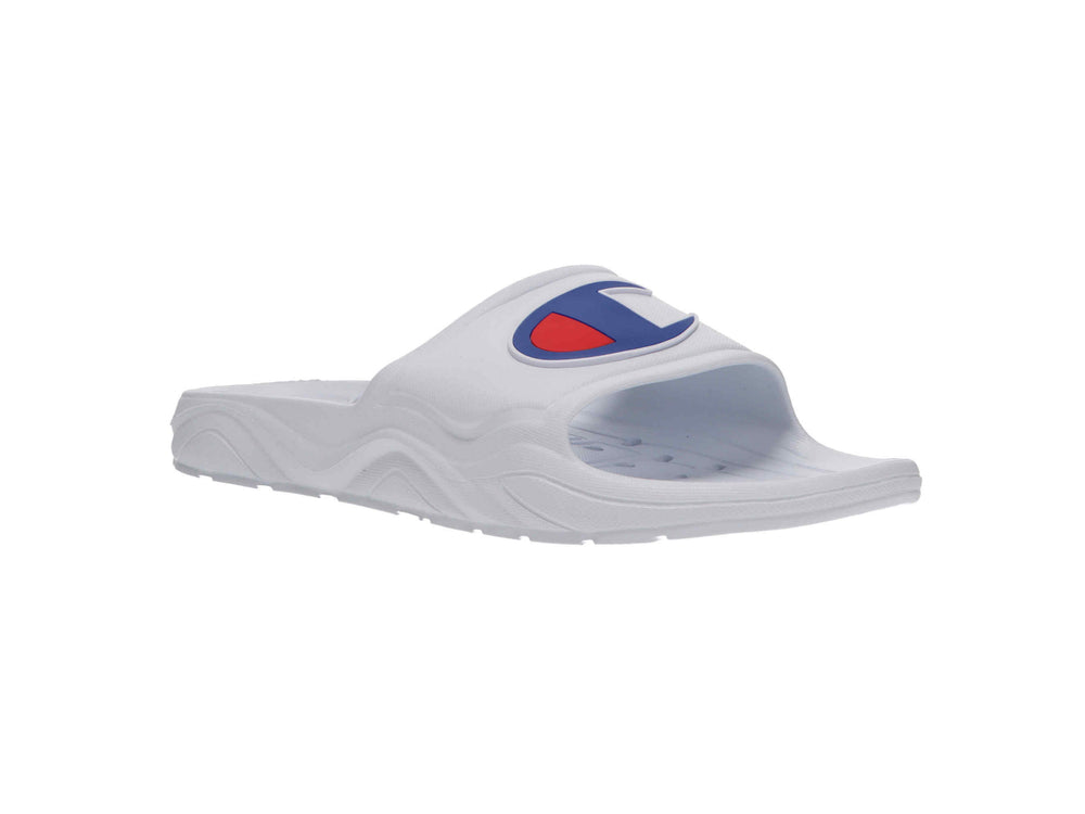 Sandalia deportiva Champion modelo CP 101067 en color blanco, vista lateral sobre fondo blanco.