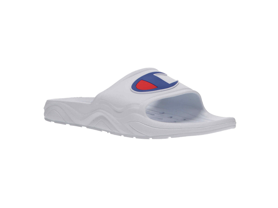 Sandalia deportiva Champion modelo CP 101067 en color blanco, vista lateral sobre fondo blanco.