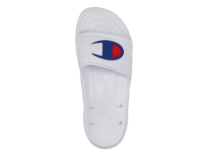 Sandalia deportiva Champion modelo CP 101067 en color blanco, vista lateral sobre fondo blanco.