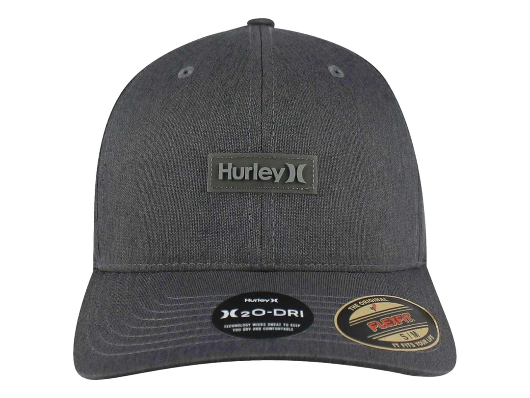 Gorra deportiva Hurley de color gris con parche frontal y visera curva.