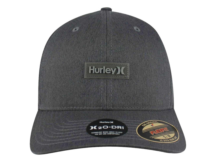 Gorra deportiva Hurley de color gris con parche frontal y visera curva.