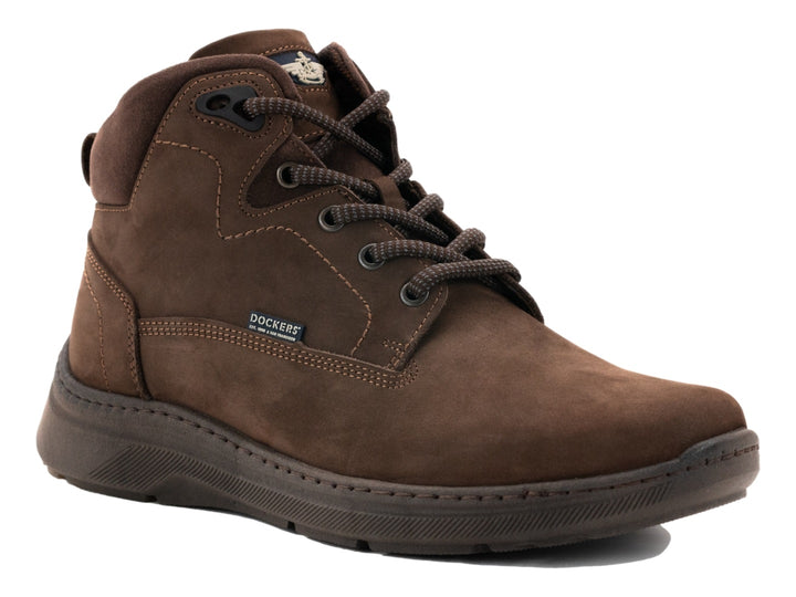 Bota casual Dockers color chocolate de cuero mate con cordones y suela a juego.