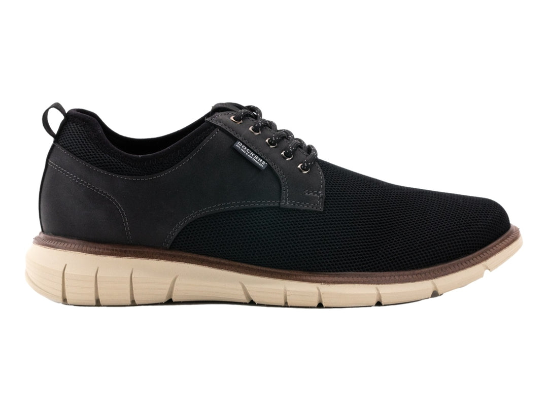 Zapato casual Dockers color negro con suela beige y cordones.