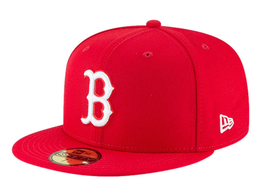 Gorra de béisbol New Era color rojo con logotipo de Boston Red Sox en blanco.
