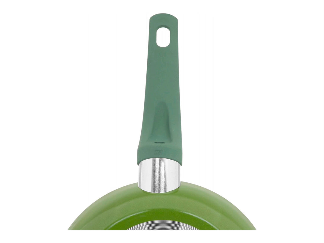 Juego de dos sartenes Ekco de color verde con interior negro antiadherente.