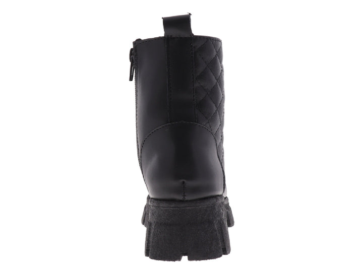 Botas negras MIA BONITA con diseño acolchado, agujetas y suela de plataforma gruesa.
