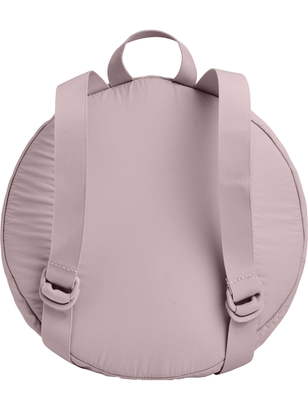 Mochila Under Armour Midi circular de color rosa pálido con logotipo frontal negro.