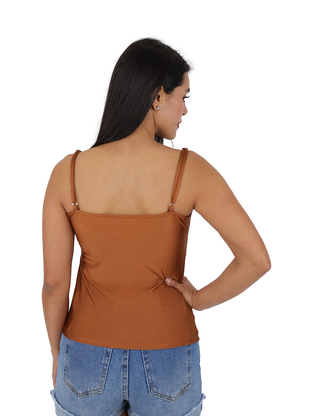 Blusa Básica de Tirantes Pao Fashion Color Camel