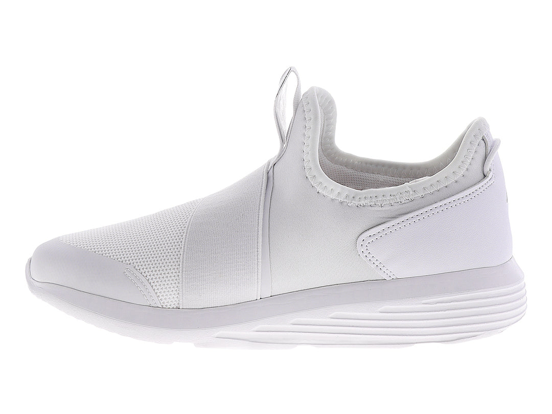 Tenis deportivos Nautica color blanco con detalle en rosa, estilo slip-on.