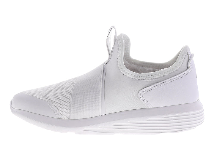 Tenis deportivos Nautica color blanco con detalle en rosa, estilo slip-on.