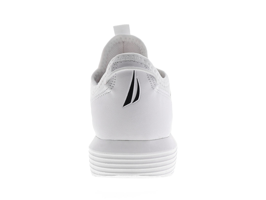 Tenis deportivos Nautica color blanco con detalle en rosa, estilo slip-on.
