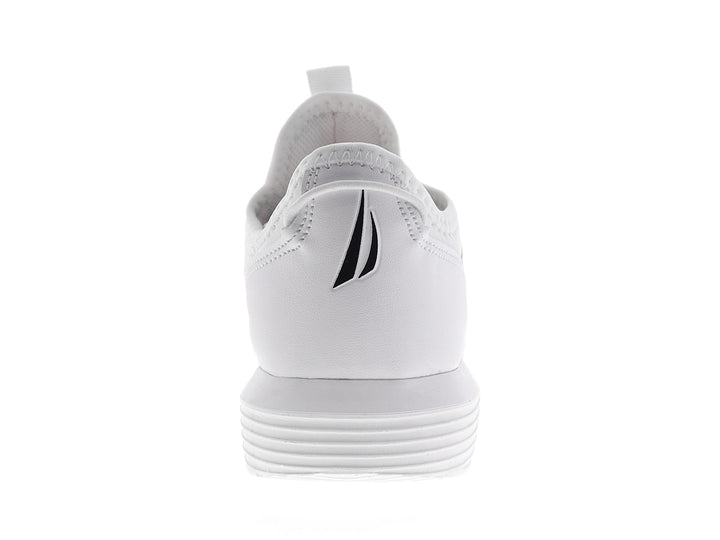 Tenis deportivos Nautica color blanco con detalle en rosa, estilo slip-on.