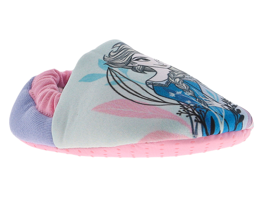 Pantuflas para niña color azul y rosa con estampado de Elsa de Frozen.