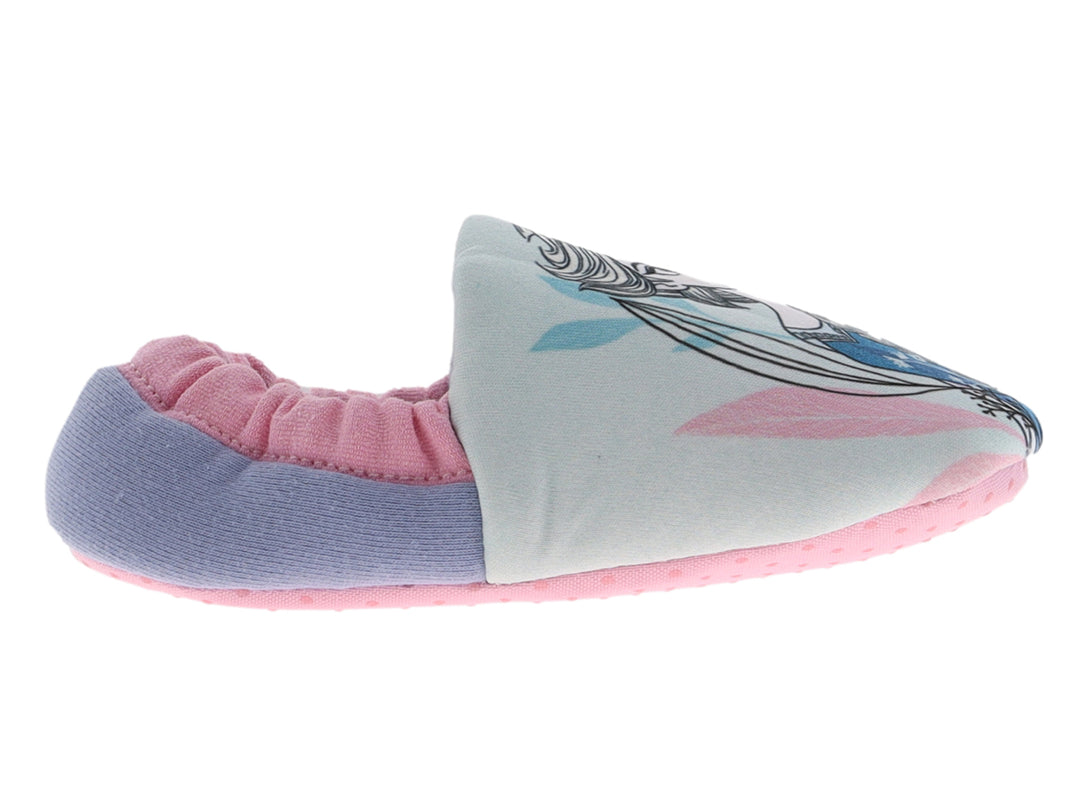 Pantuflas para niña color azul y rosa con estampado de Elsa de Frozen.