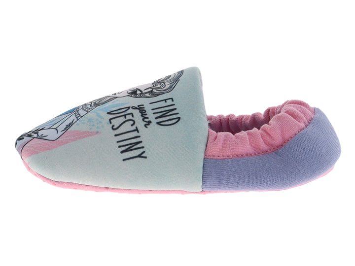 Pantuflas para niña color azul y rosa con estampado de Elsa de Frozen.