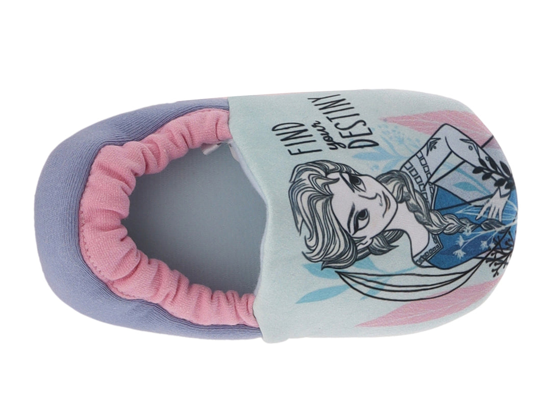 Pantuflas para niña color azul y rosa con estampado de Elsa de Frozen.
