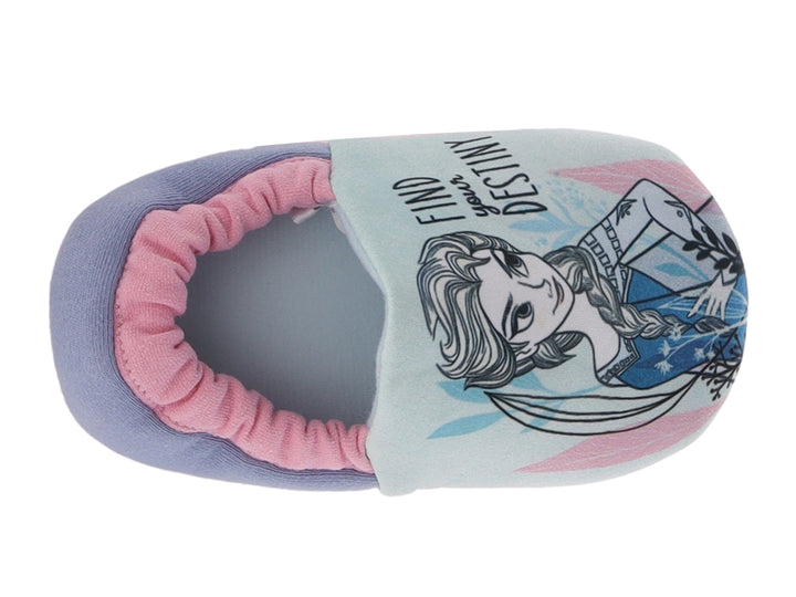 Pantuflas para niña color azul y rosa con estampado de Elsa de Frozen.