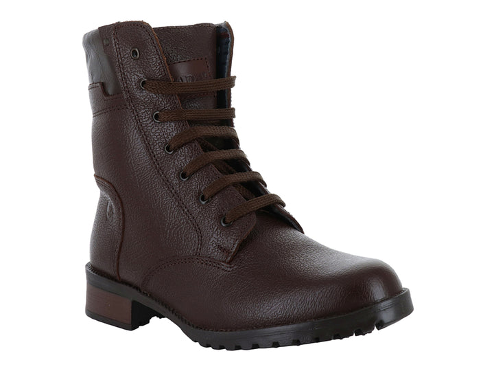 Botas Militares Nevada Piel Sorrento Café para Mujer