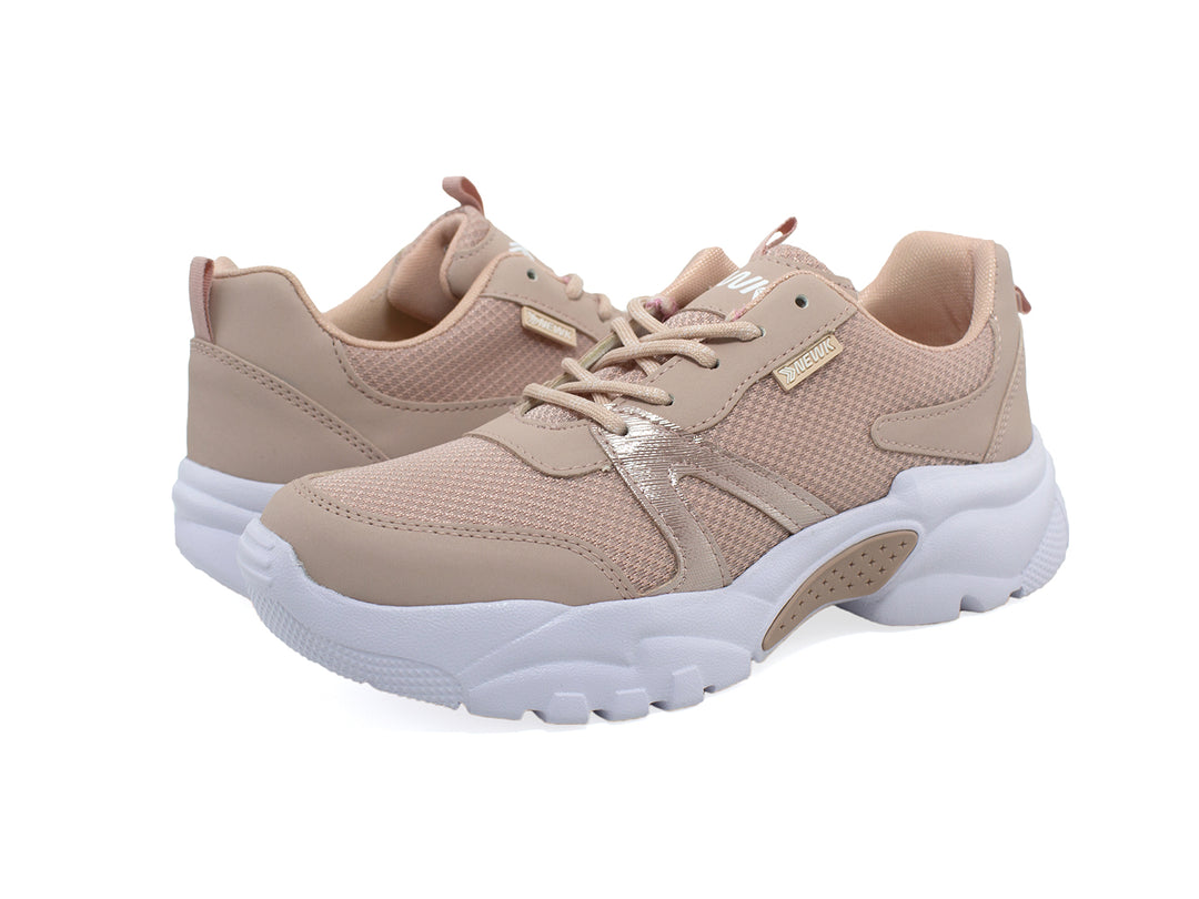 Tenis deportivos para Mujer en color maquillaje con suela blanca gruesa marca NEWK.