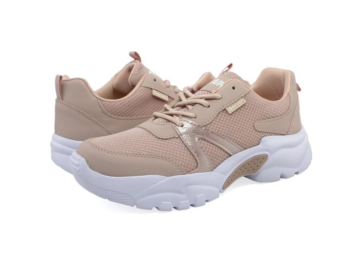 Tenis deportivos para Mujer en color maquillaje con suela blanca gruesa marca NEWK.