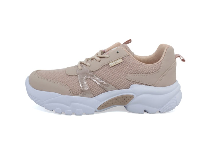 Tenis deportivos para Mujer en color maquillaje con suela blanca gruesa marca NEWK.