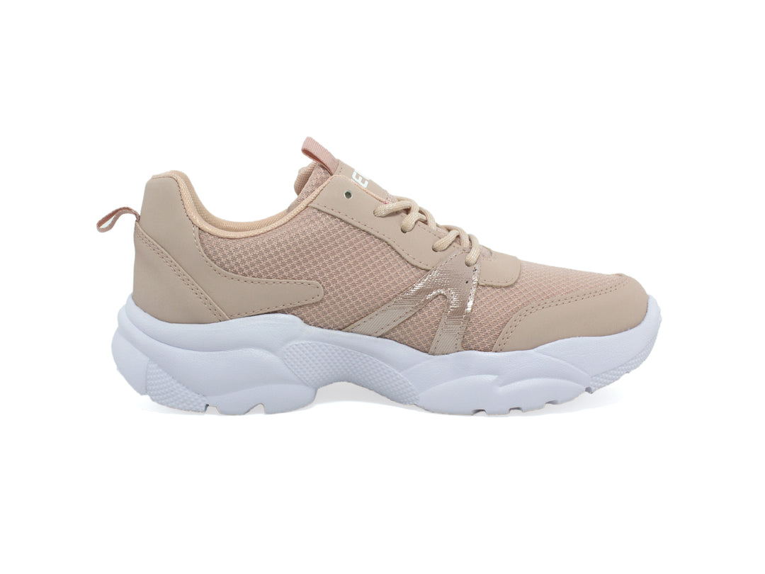 Tenis deportivos para Mujer en color maquillaje con suela blanca gruesa marca NEWK.