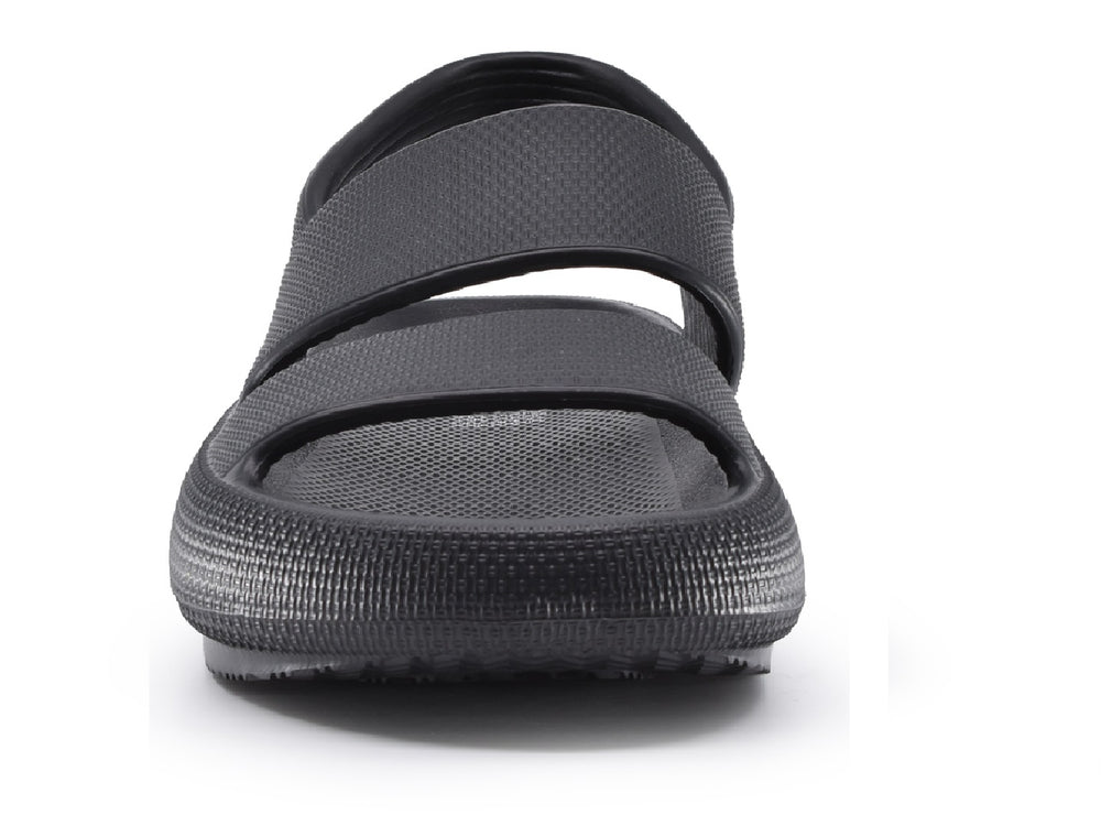 Sandalia EFE para mujer en color negro con textura rugosa y correas anchas.