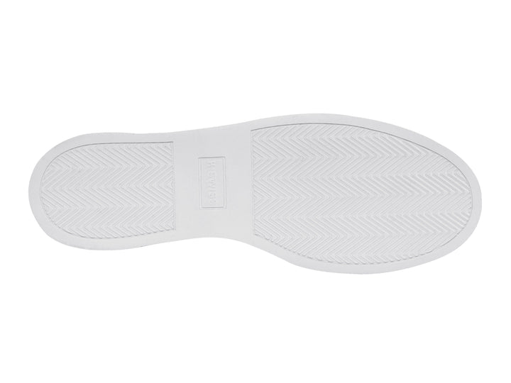 Tenis K-Swiss Radiance para mujer en color negro con franjas doradas y suela blanca.