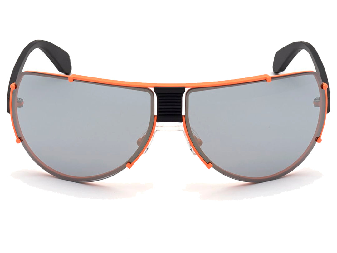 Lentes de sol Adidas Originals con montura negra, detalles en naranja y micas grises.