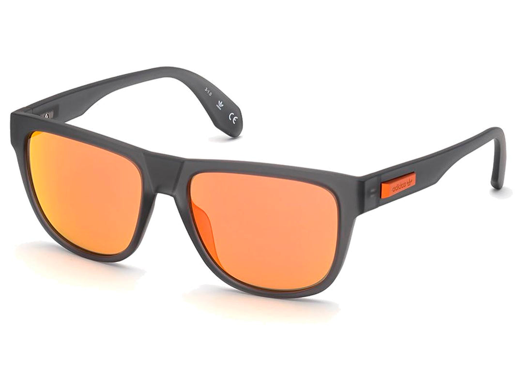 Lentes de sol Adidas Originals con montura gris oscuro mate y micas en color naranja vibrante.