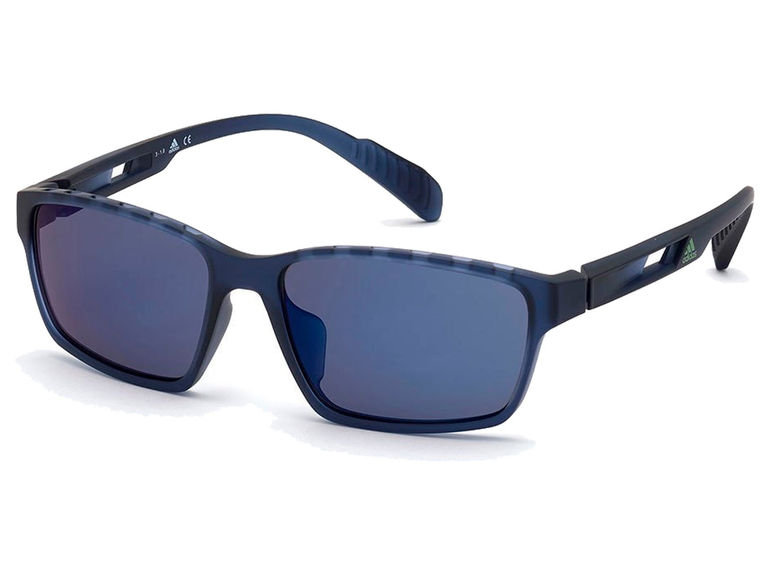 Lentes de sol deportivos Adidas modelo SP0024 en color azul con montura rectangular y acabado mate.