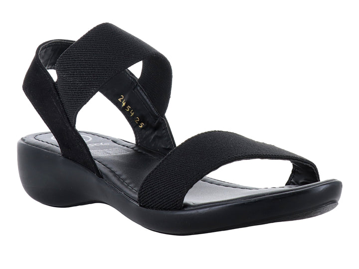 Sandalia SARY color negro con correas elásticas y suela cómoda para mujer.