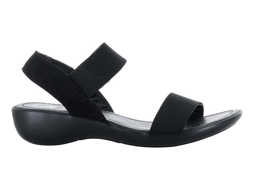 Sandalia SARY color negro con correas elásticas y suela cómoda para mujer.