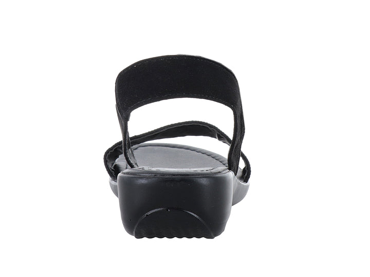 Sandalia SARY color negro con correas elásticas y suela cómoda para mujer.