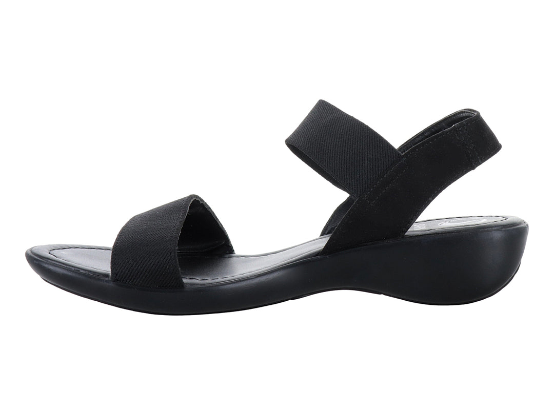 Sandalia SARY color negro con correas elásticas y suela cómoda para mujer.