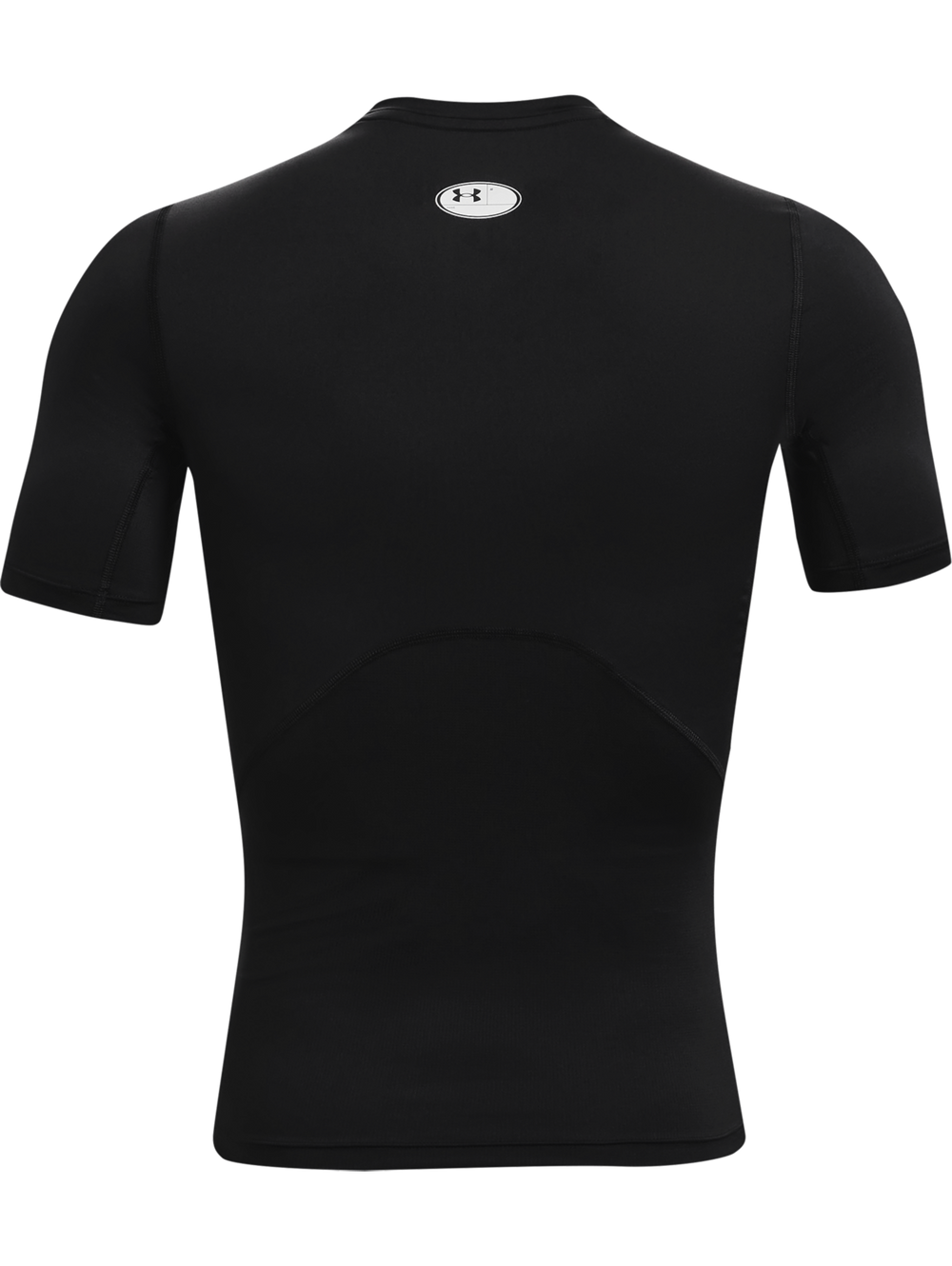 Camiseta deportiva de compresión Under Armour en color negro con logo blanco en el pecho.