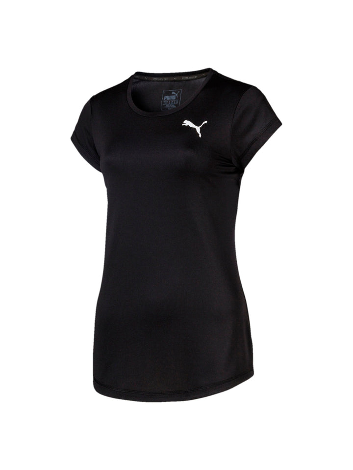 Camiseta deportiva PUMA Active Tee de color negro con logotipo blanco en el pecho.
