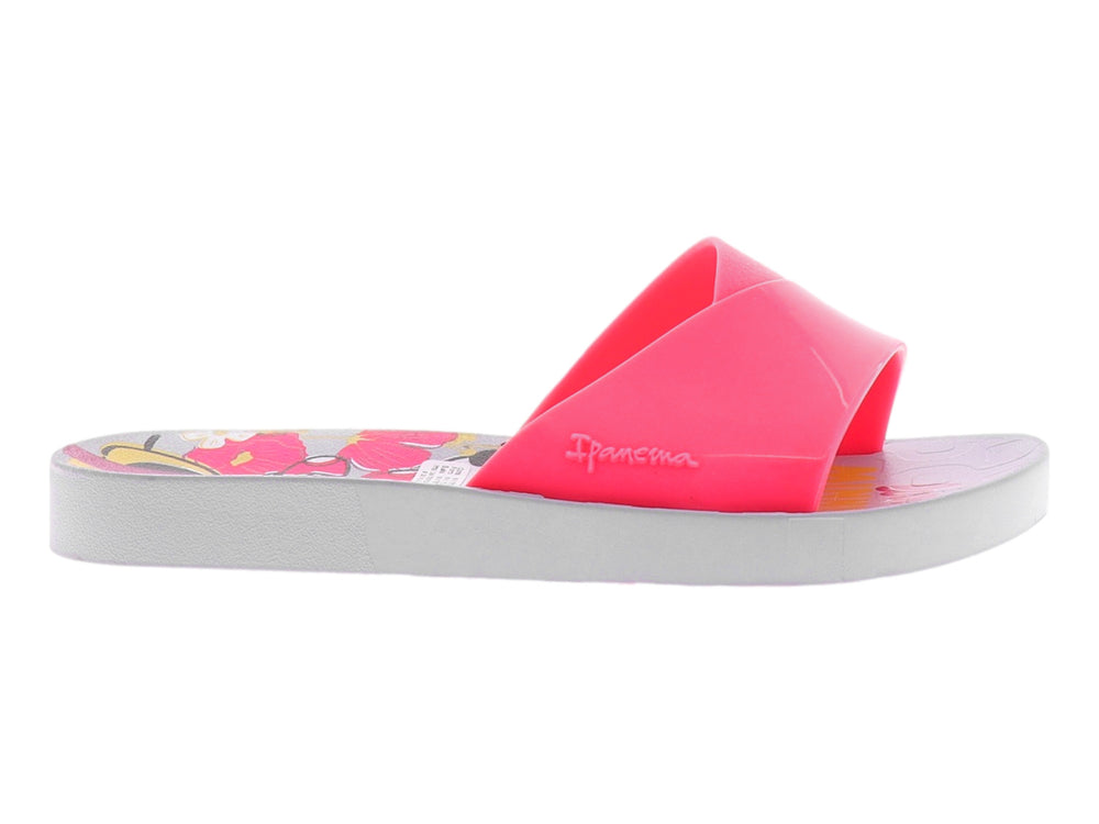 Sandalias Ipanema para niña color rosa con suela blanca y detalles coloridos.