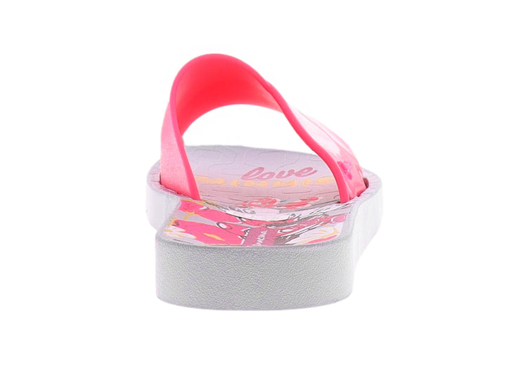 Sandalias Ipanema para niña color rosa con suela blanca y detalles coloridos.