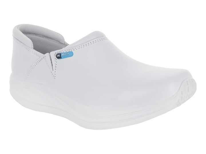 Zapato plano color blanco marca DR HOSUE, estilo profesional sin cordones y suela cómoda.
