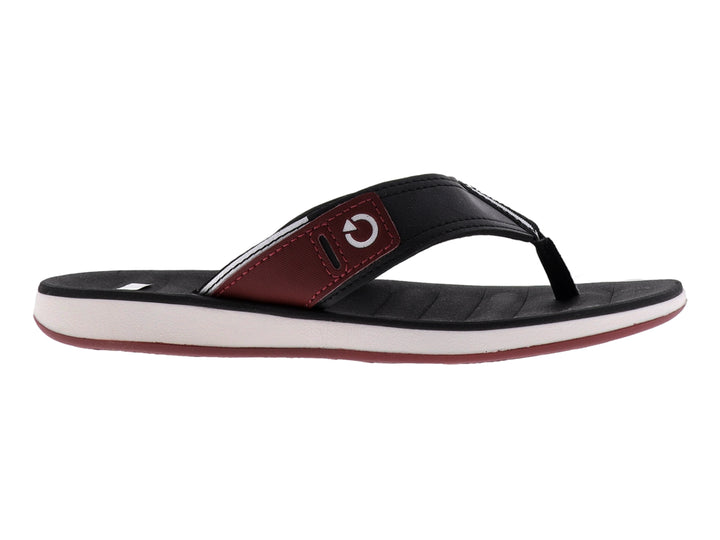 Sandalia Cartago para hombre en colores negro, blanco y bordo con suela acolchada.