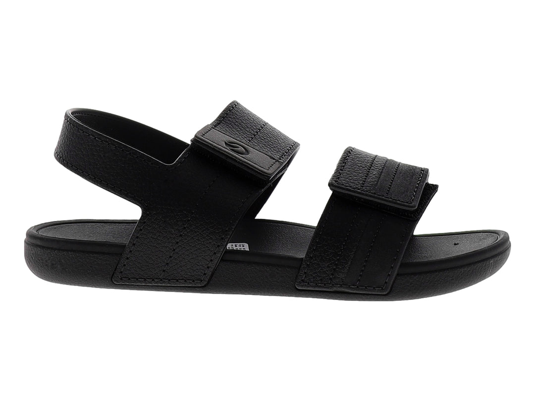 Sandalia Cartago color negro para hombre con correas ajustables de velcro y textura rugosa.
