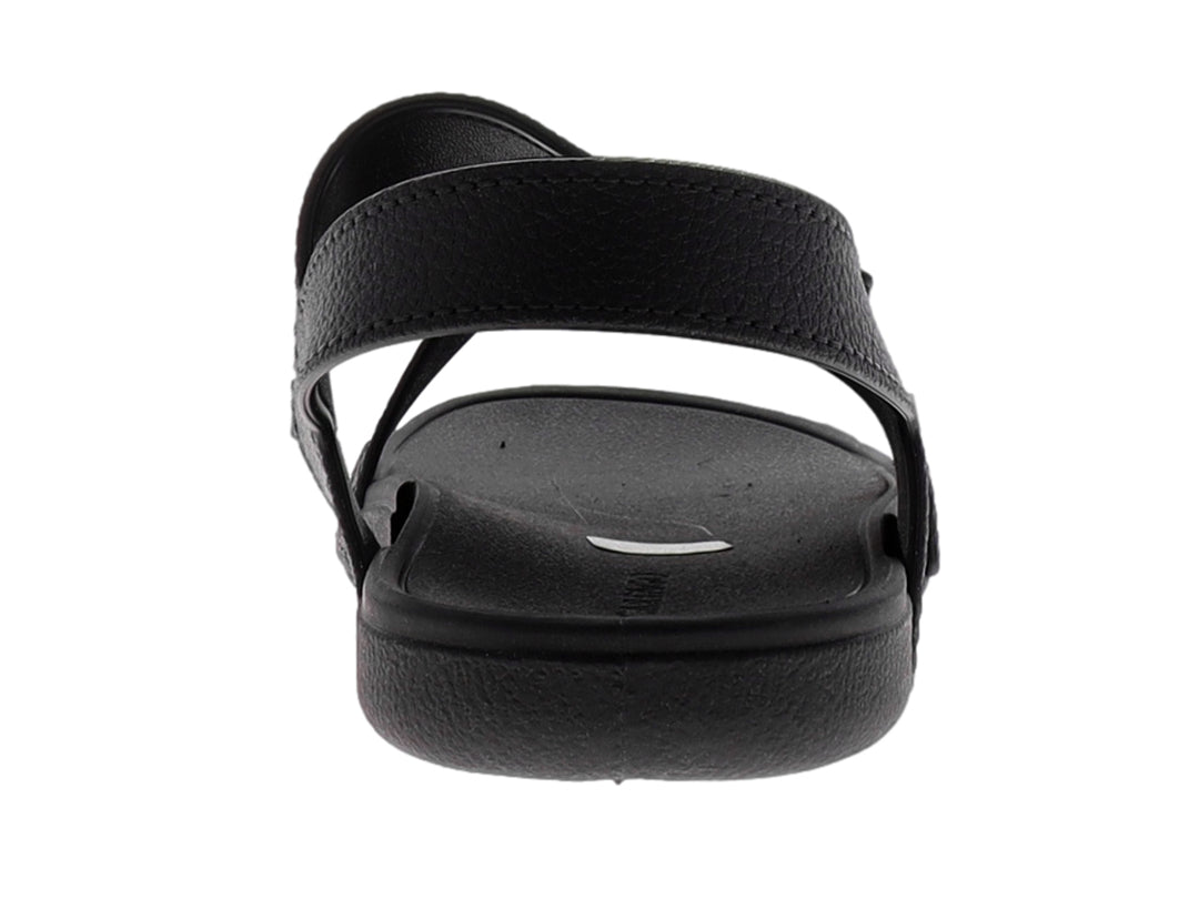 Sandalia Cartago color negro para hombre con correas ajustables de velcro y textura rugosa.